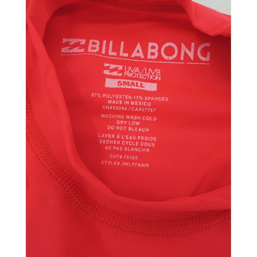 Billabong Women's Coral Red Long Sleeve Rash Guard